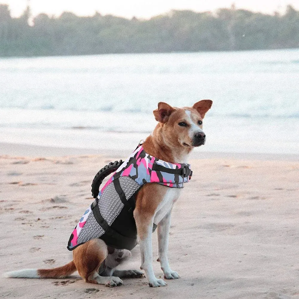 Ripstop Dog Life Jacket: Adjustable, Reflective, Summer Camo