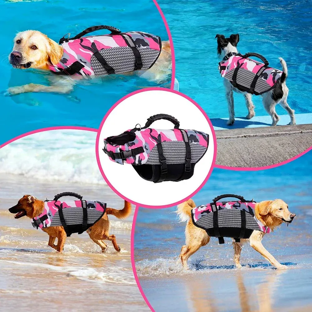 Ripstop Dog Life Jacket: Adjustable, Reflective, Summer Camo