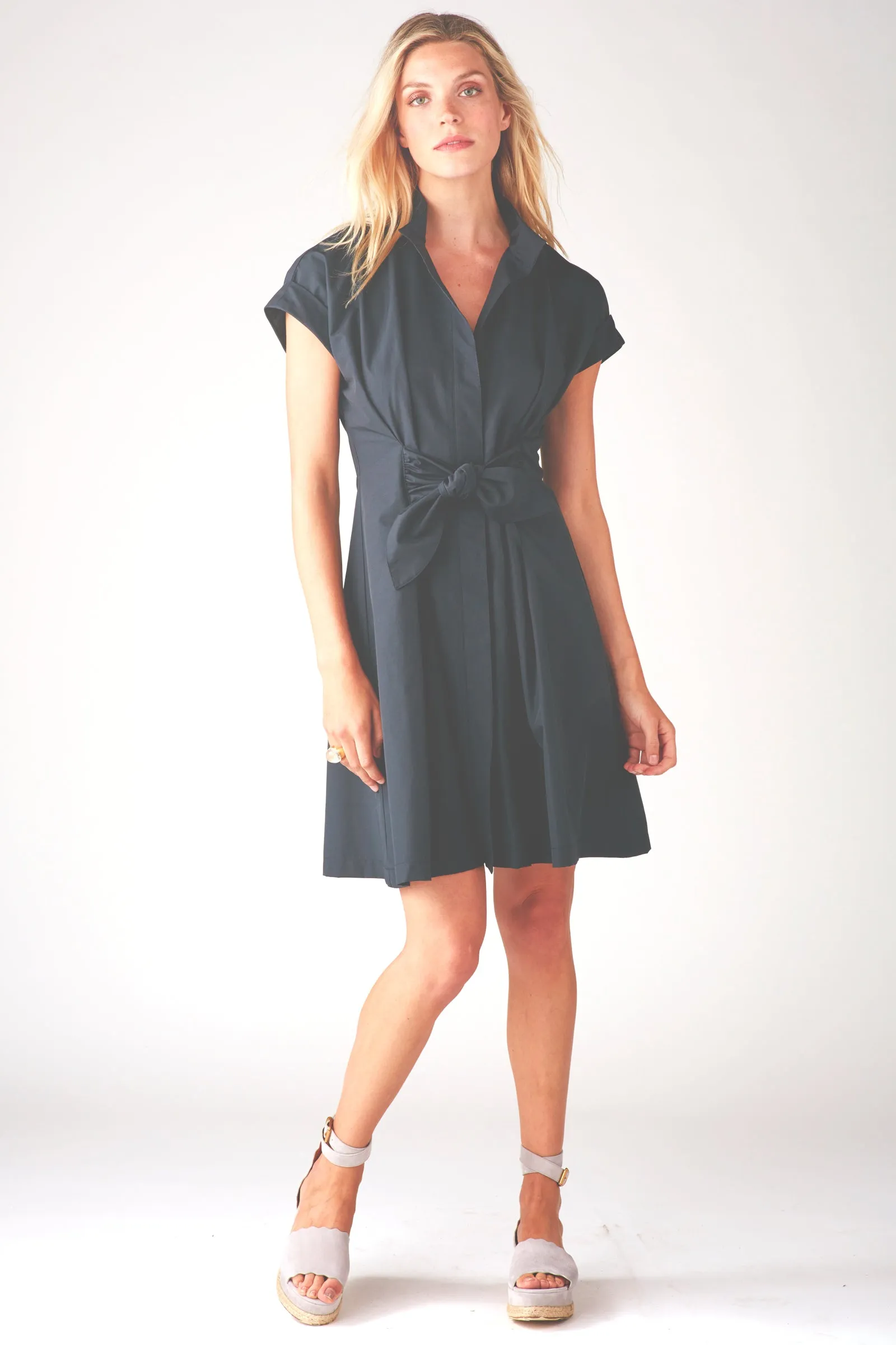 Rocky Dress Navy Crisp Cotton