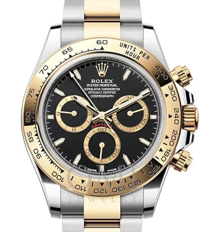 ROLEX DAYTONA YELLOW GOLD BLACK DIAL 126503 WITH TWO TONE OYSTER BRACELET