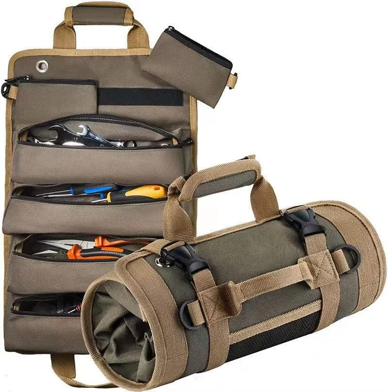 Roll Up Heavy Duty Tool Organizer Bag With 6 Tool Pouches