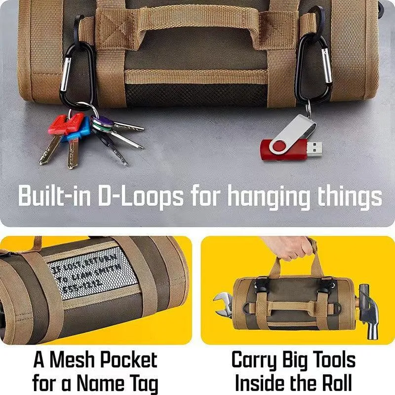 Roll Up Heavy Duty Tool Organizer Bag With 6 Tool Pouches