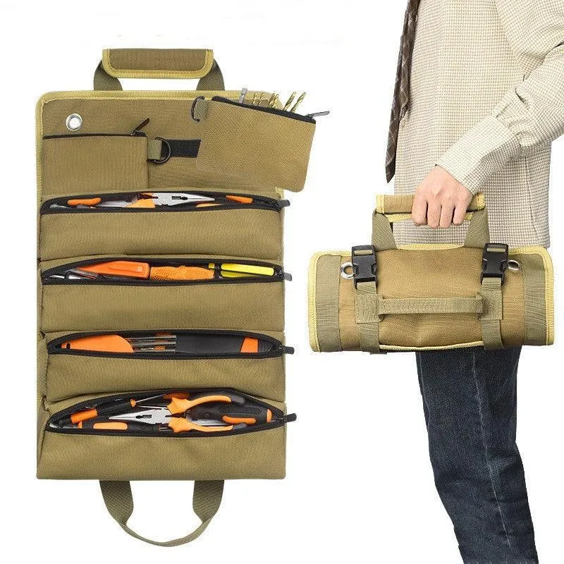 Roll Up Heavy Duty Tool Organizer Bag With 6 Tool Pouches