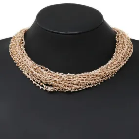 Rose Gold Seed Bead Multi Strand Necklace