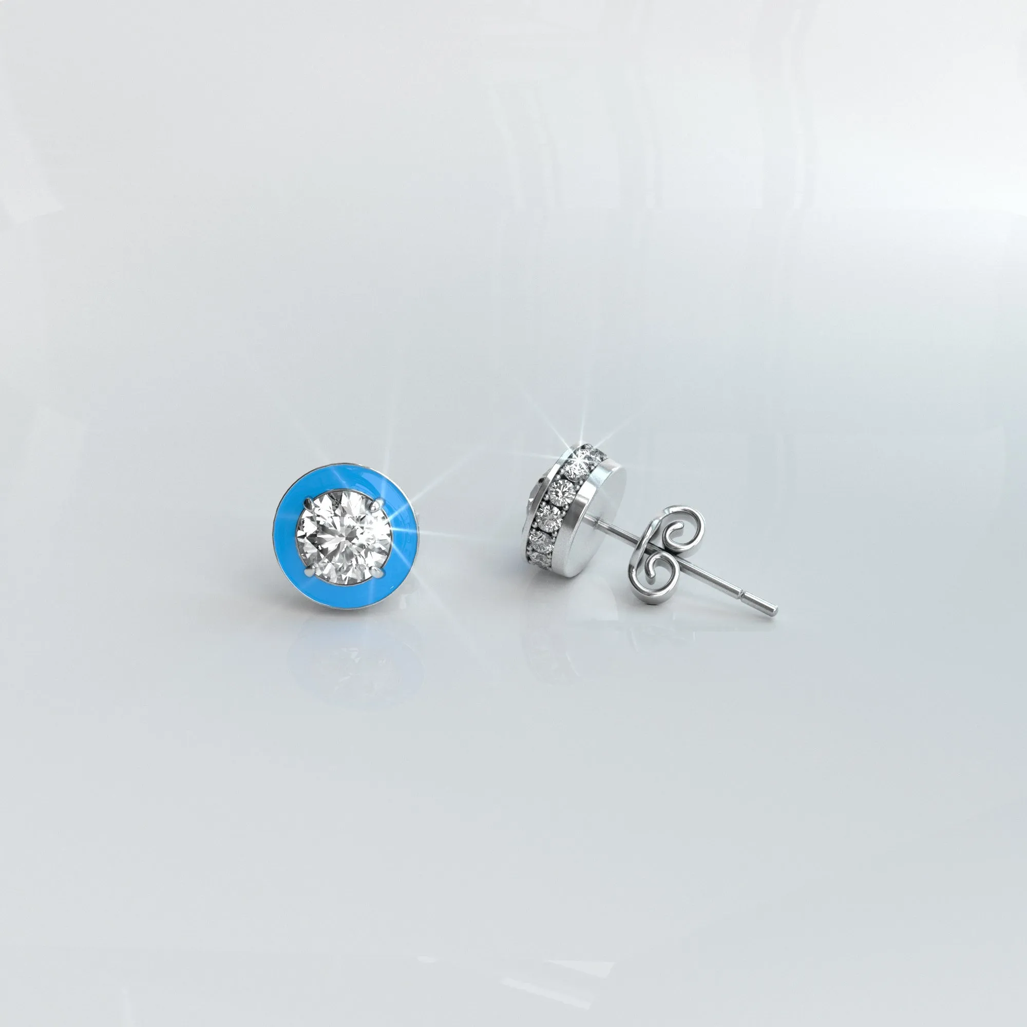 S925 Moissanite Color Hola Stud Earrings