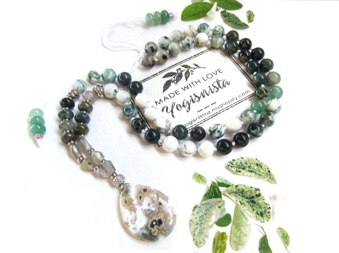 SALE - Tree and Moss Agate Tubestone Cuff Bracelet