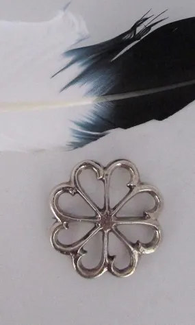 SANDCAST FLOWER Vintage 70s Silver Wheel Floral Brooch / Pin, Native American Navajo