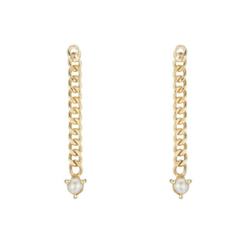 Seattle Curb Chain Gemstone Drop Earrings