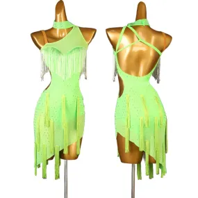 Silhouette Siren Custom Latin Competition Dress | Black/Light Green | LQ293