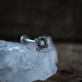 Silver Opal Flower Piercing