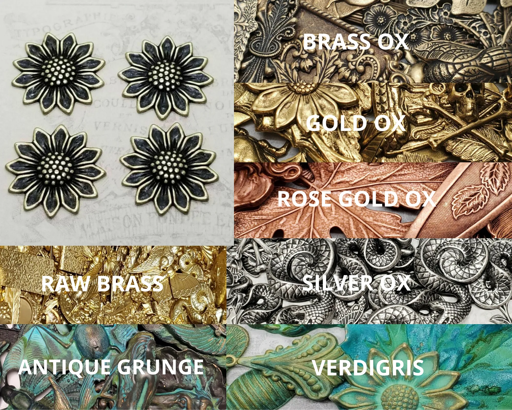 Small Brass Sunflower Stampings x 4 - 0884S.