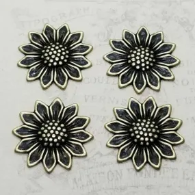 Small Brass Sunflower Stampings x 4 - 0884S.