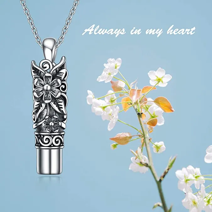 Sterling Silver Cremation Jewelry Hummingbird Flower Sunflower Heart Cremation Urn Necklace for Ashes for Women