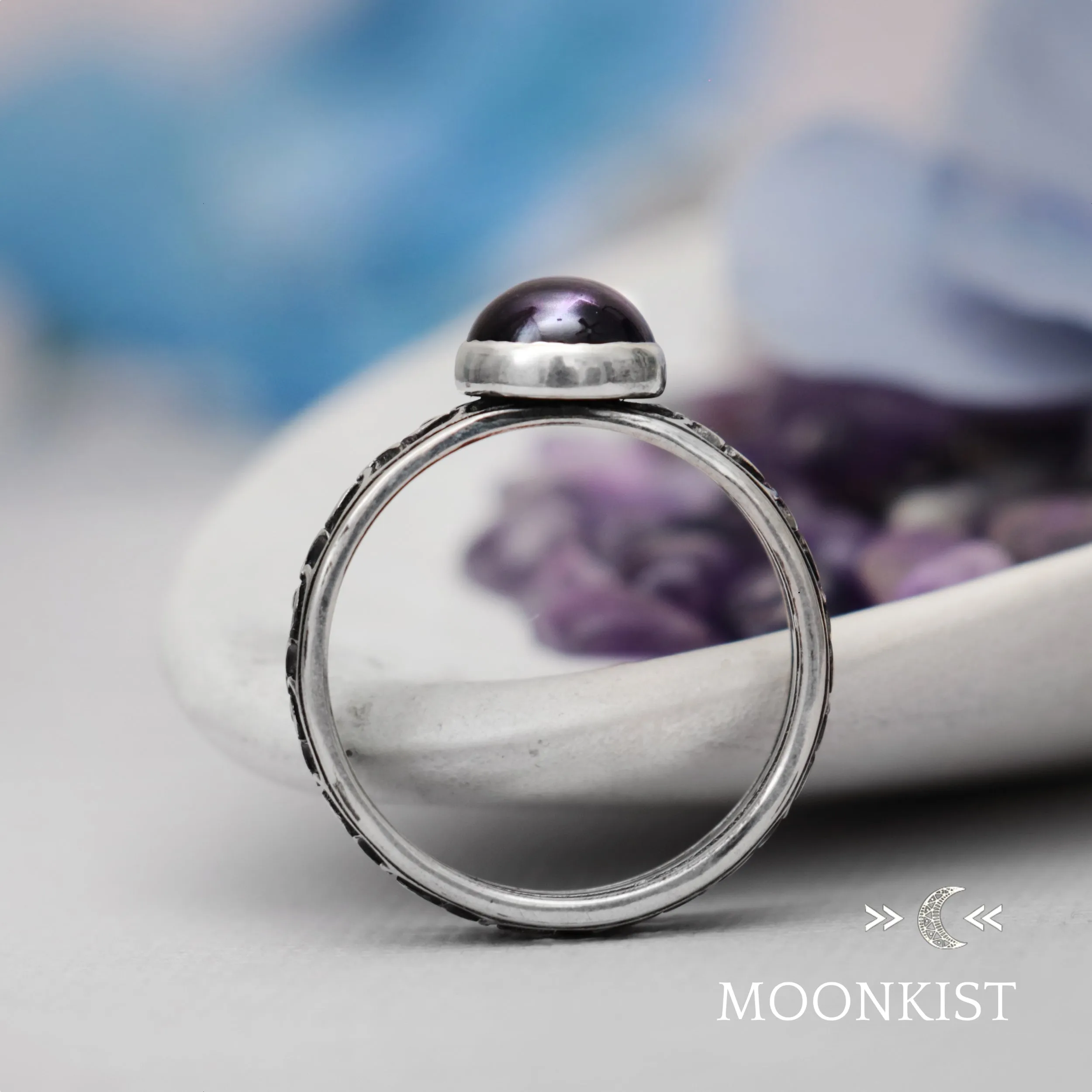 Sterling Silver Unique Periwinkle Flower Ring | Moonkist Designs