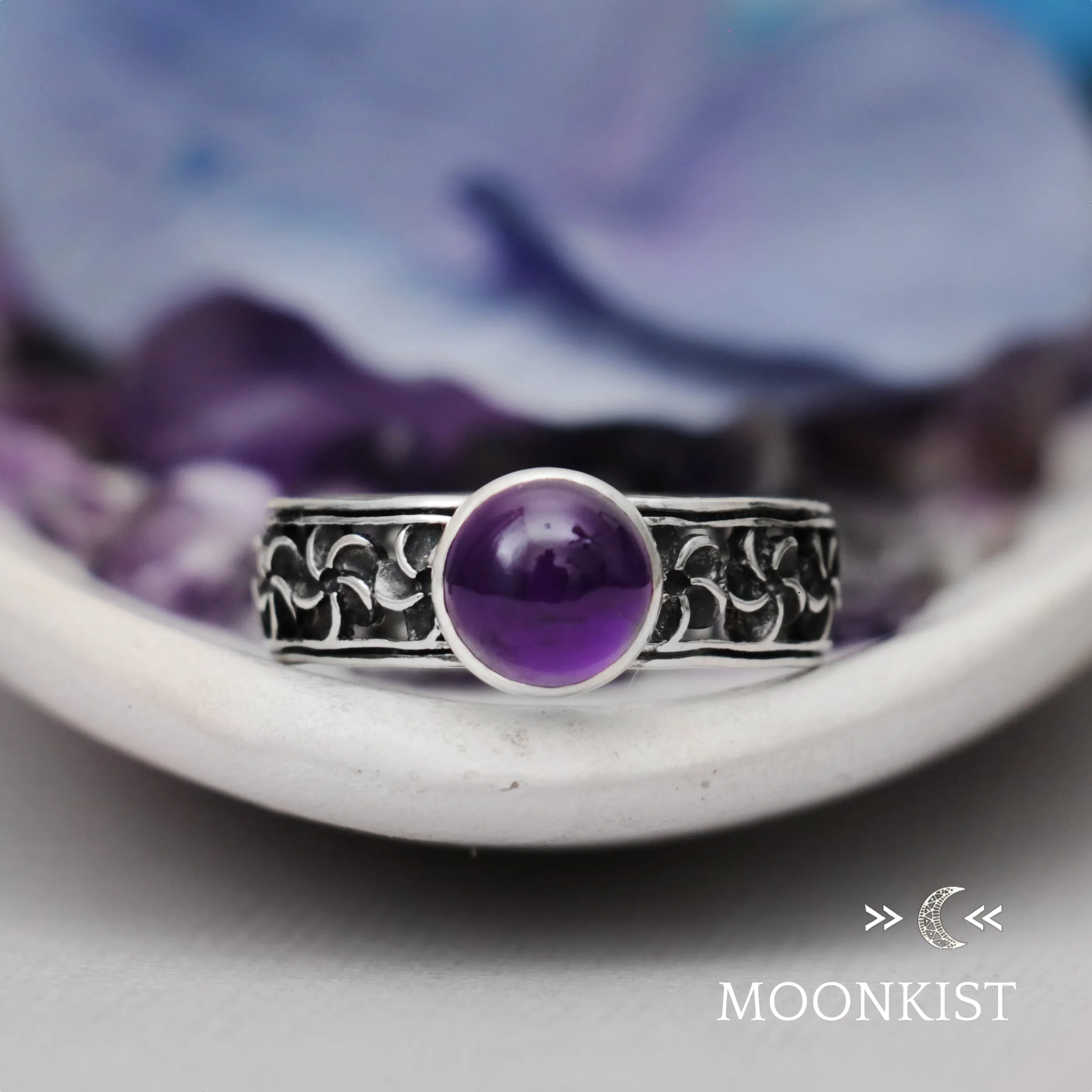 Sterling Silver Unique Periwinkle Flower Ring | Moonkist Designs