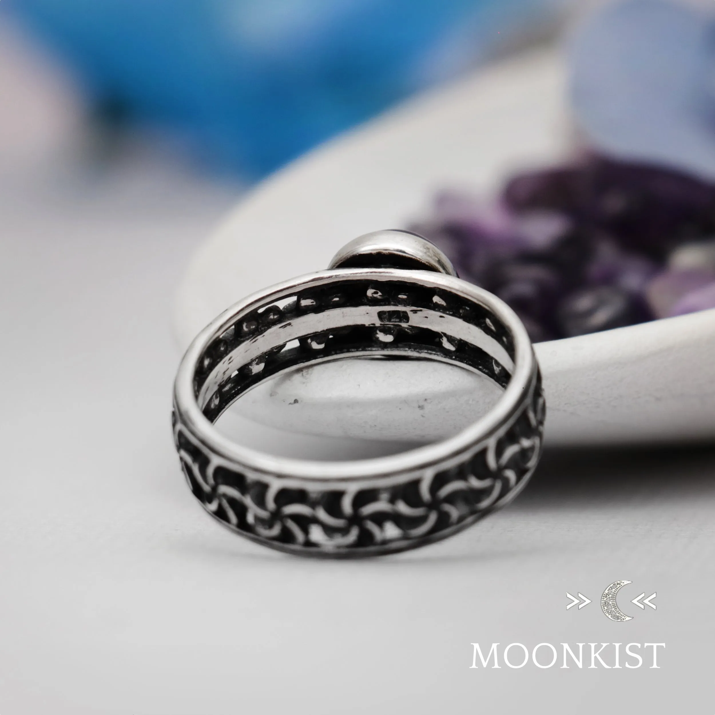 Sterling Silver Unique Periwinkle Flower Ring | Moonkist Designs