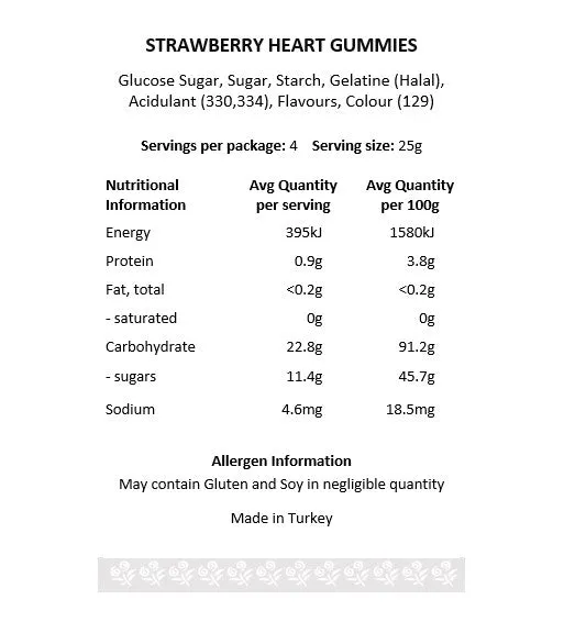 Strawberry Heart Gummies 100g