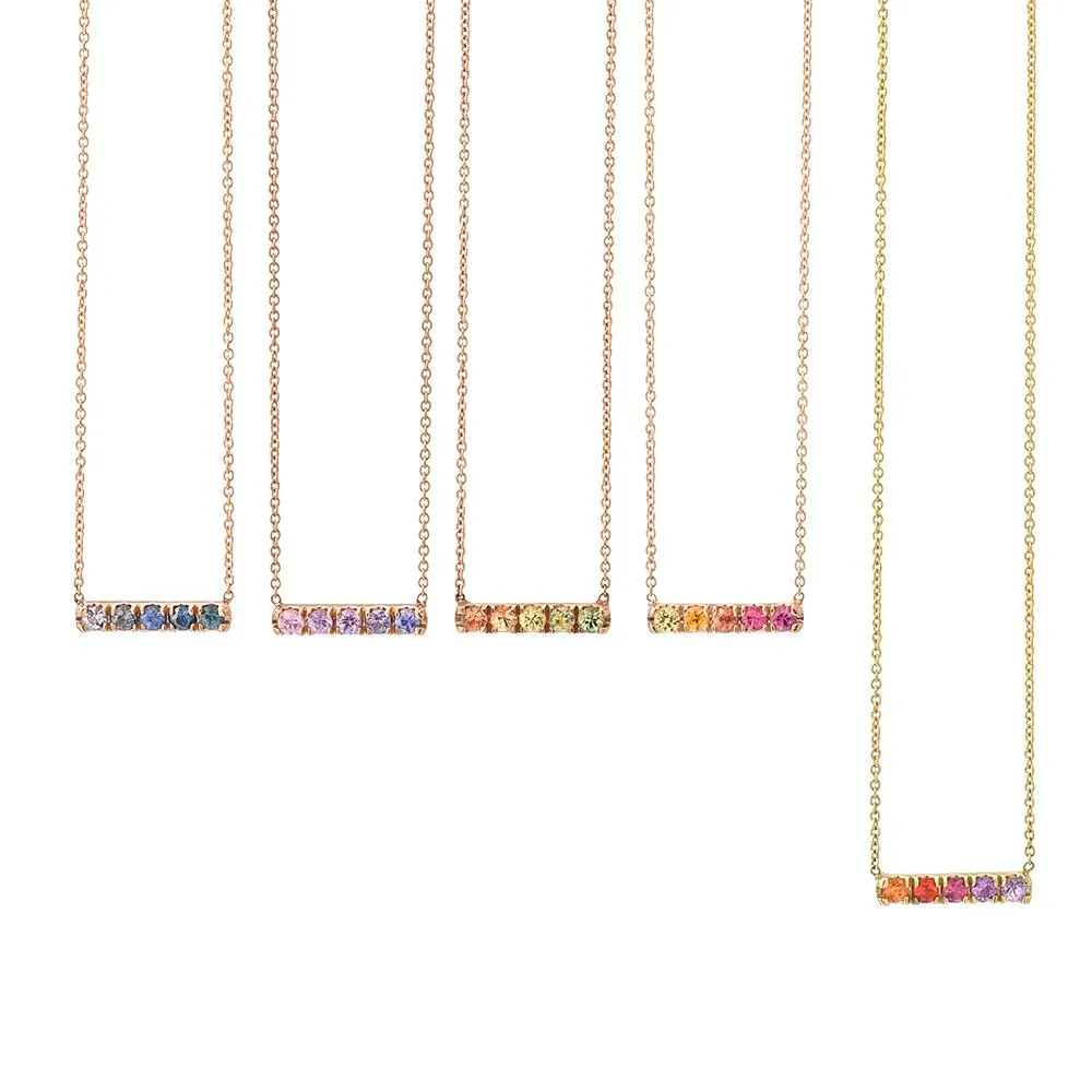 Summer Melon Linea Ombré Sapphire Bar Necklace