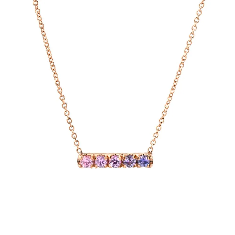 Summer Melon Linea Ombré Sapphire Bar Necklace