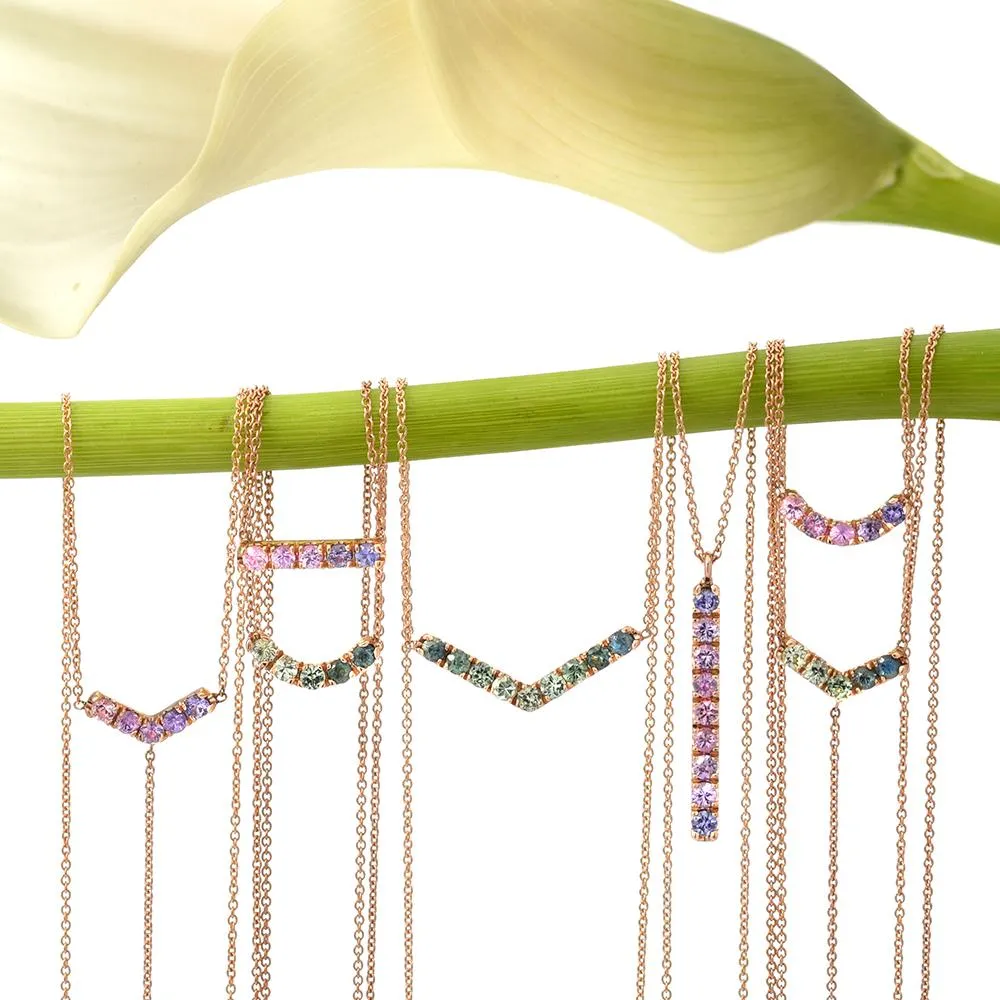 Summer Melon Linea Ombré Sapphire Bar Necklace