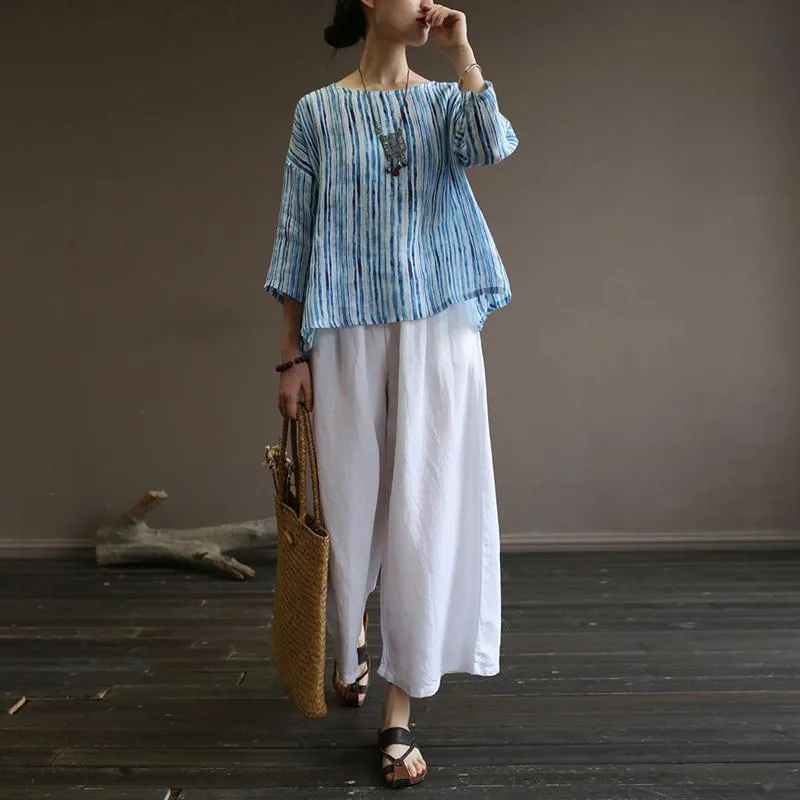 Summer White Cotton  Straight Wide Leg Pants