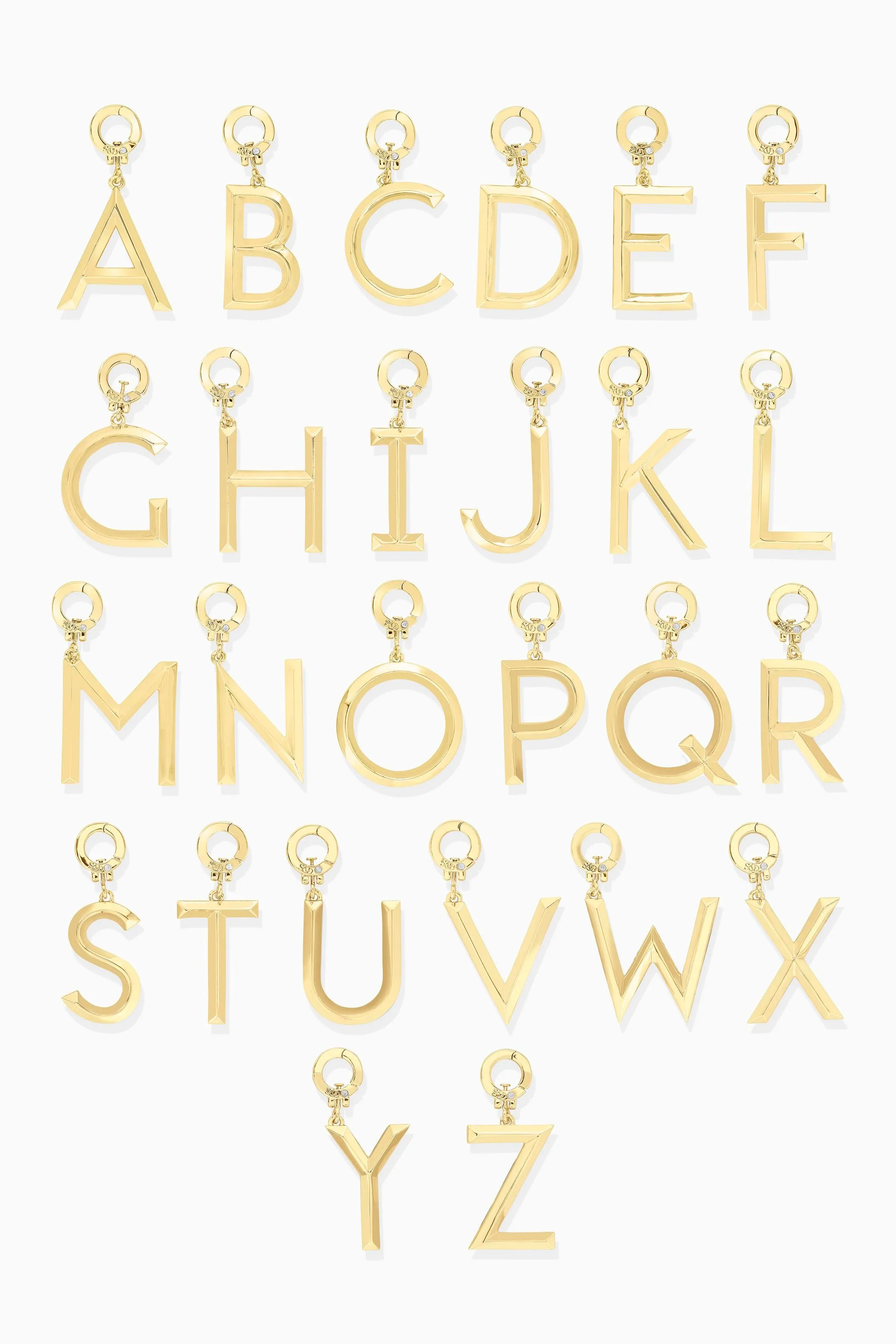 Tatum Clip On Grand Beveled Alphabet Charms