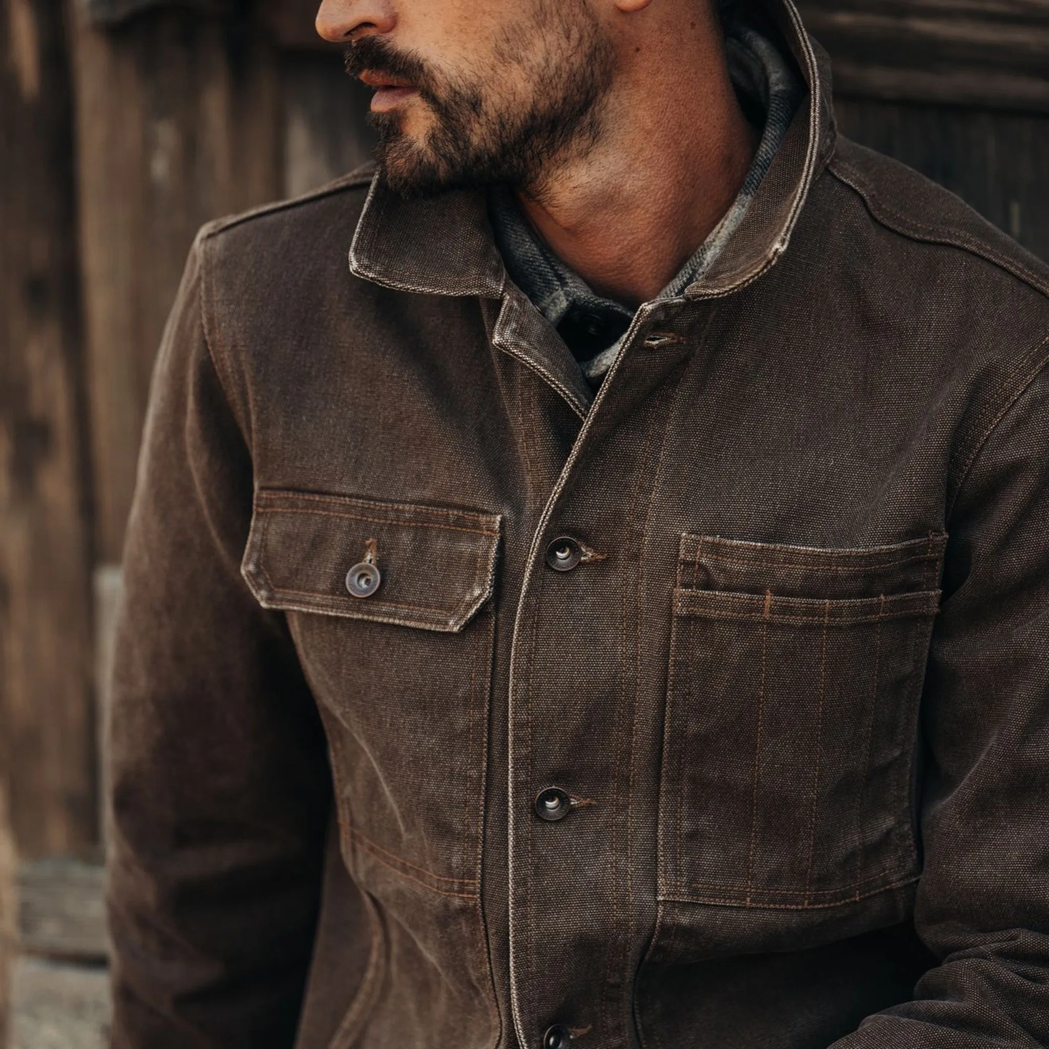 The Longshore Jacket in Aged Penny Chipped Canvas