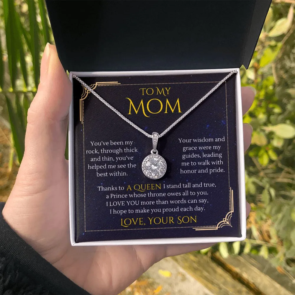 To My Mom Gift from Son, Thanks to a Queen Eternal Hope Necklace for Mother's Day