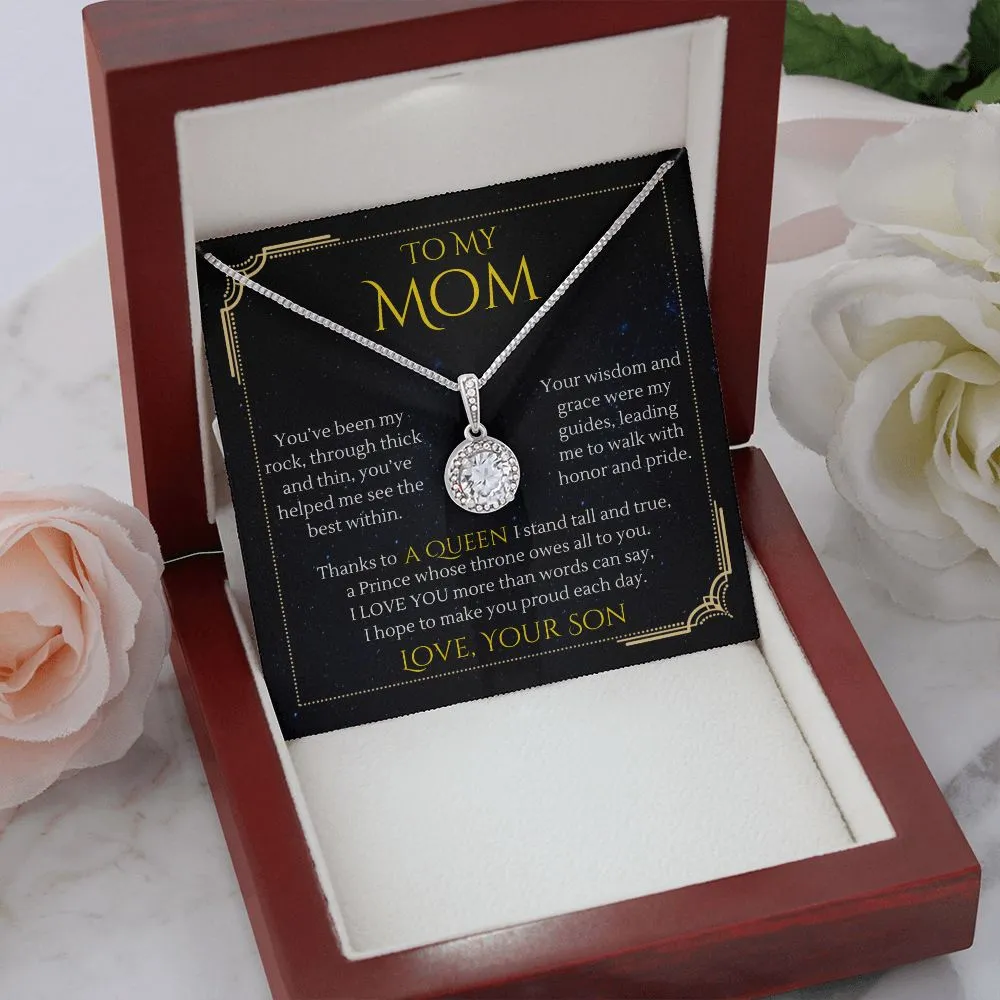 To My Mom Gift from Son, Thanks to a Queen Eternal Hope Necklace for Mother's Day