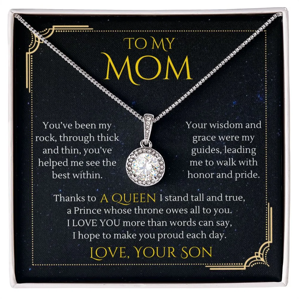 To My Mom Gift from Son, Thanks to a Queen Eternal Hope Necklace for Mother's Day