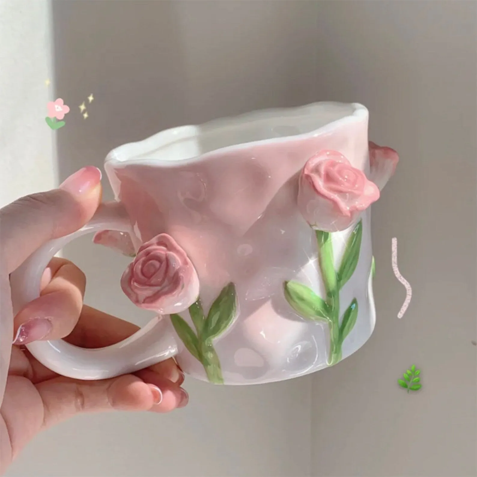 Tuplid Lily Flower Ceramic Mugs Kimi