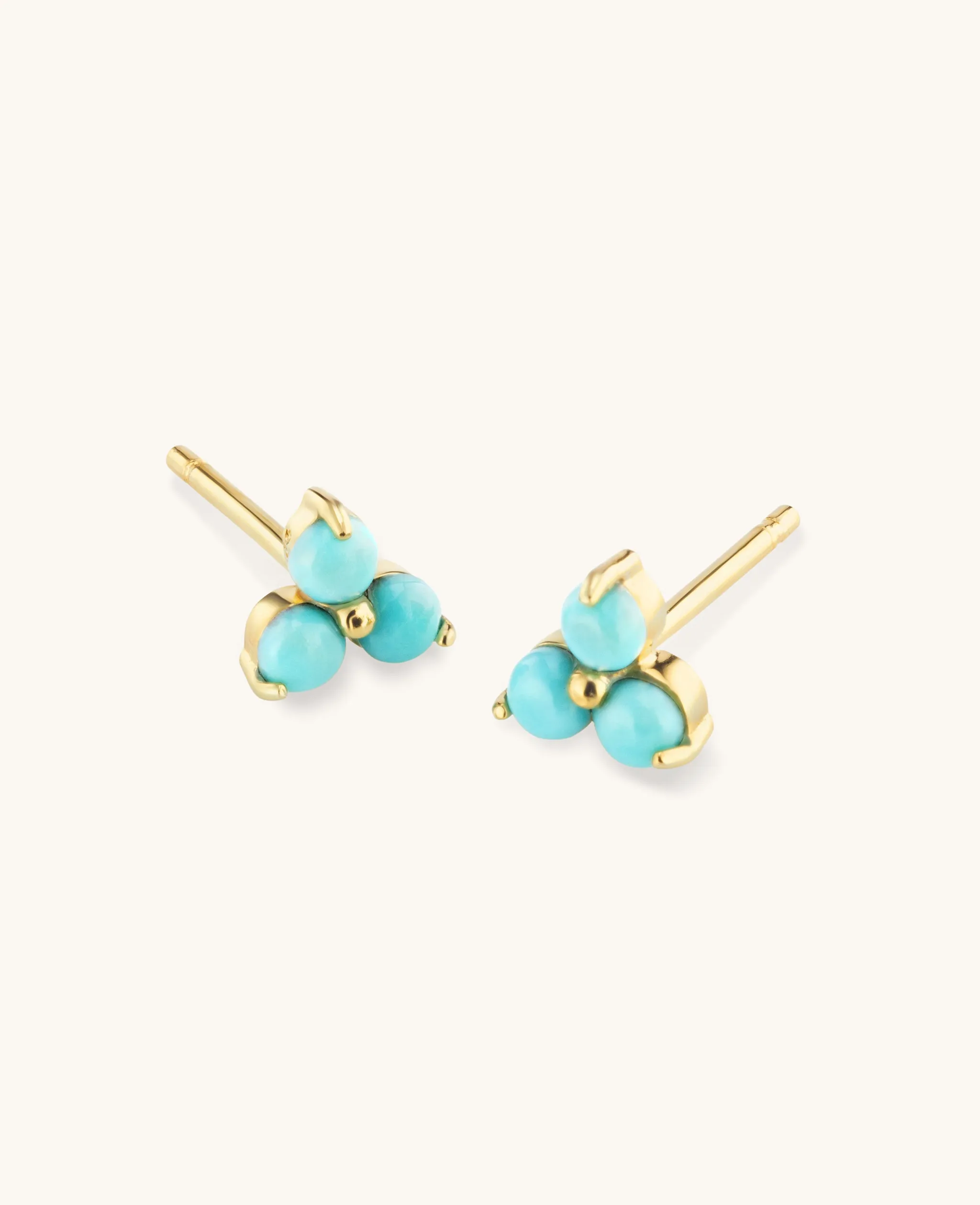 Turquoise Large  Fleur Studs Gold