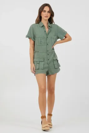 Vintage Havana Button Front Romper