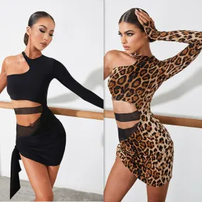 Waistline Wildness Dress | Black/Animal Print | 2240