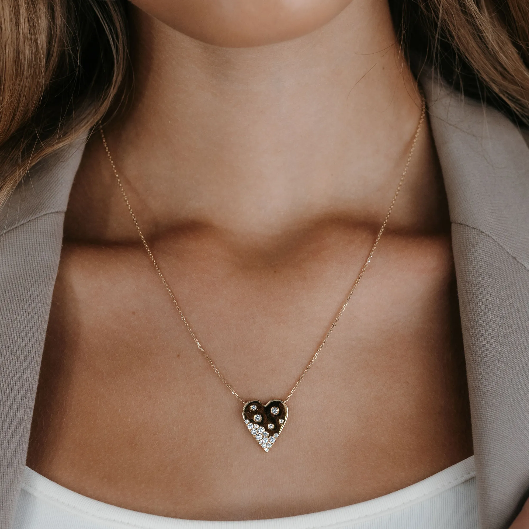 Waterfall Diamond Heart Necklace