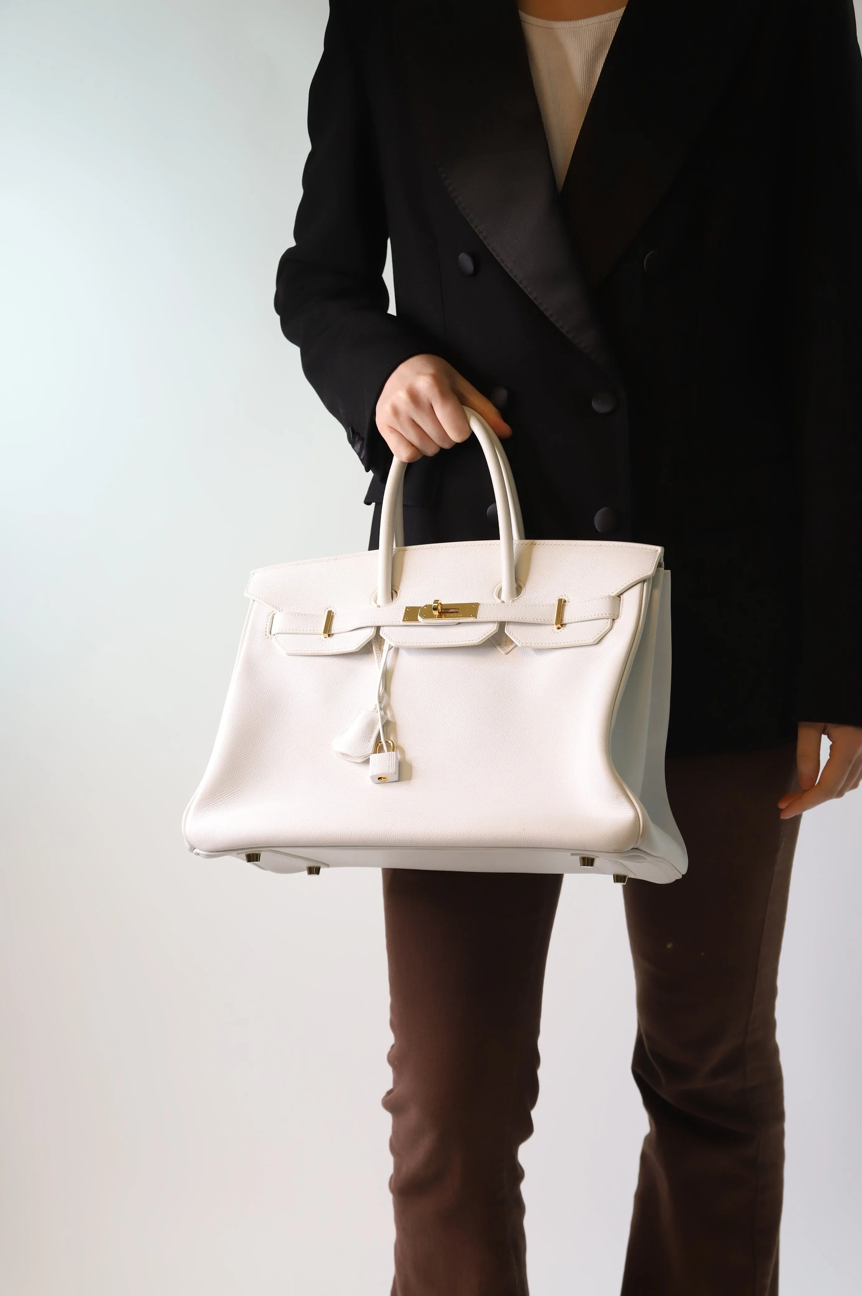 White 2007 Birkin 35 Bag in Clemence leather