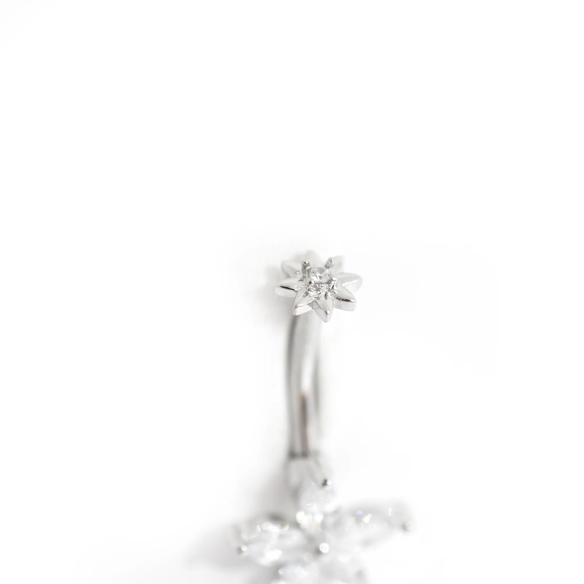 White Flower Belly Ring