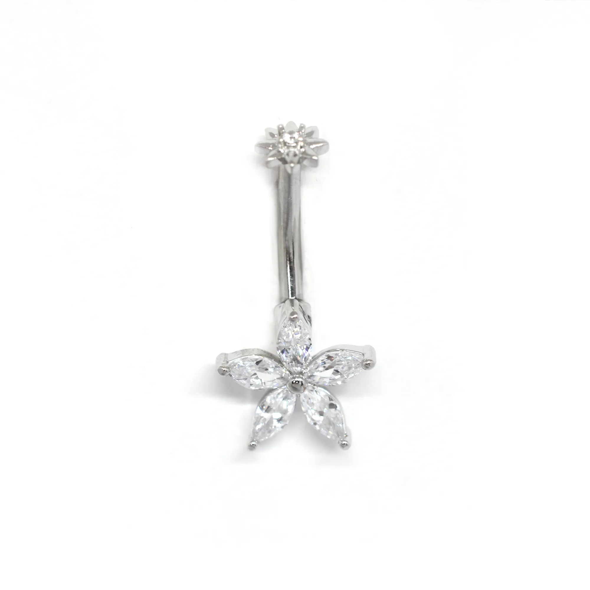 White Flower Belly Ring