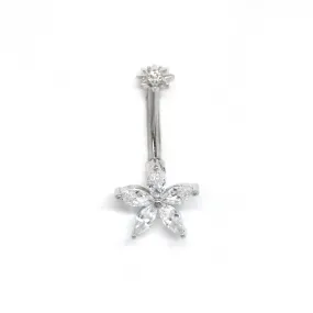 White Flower Belly Ring