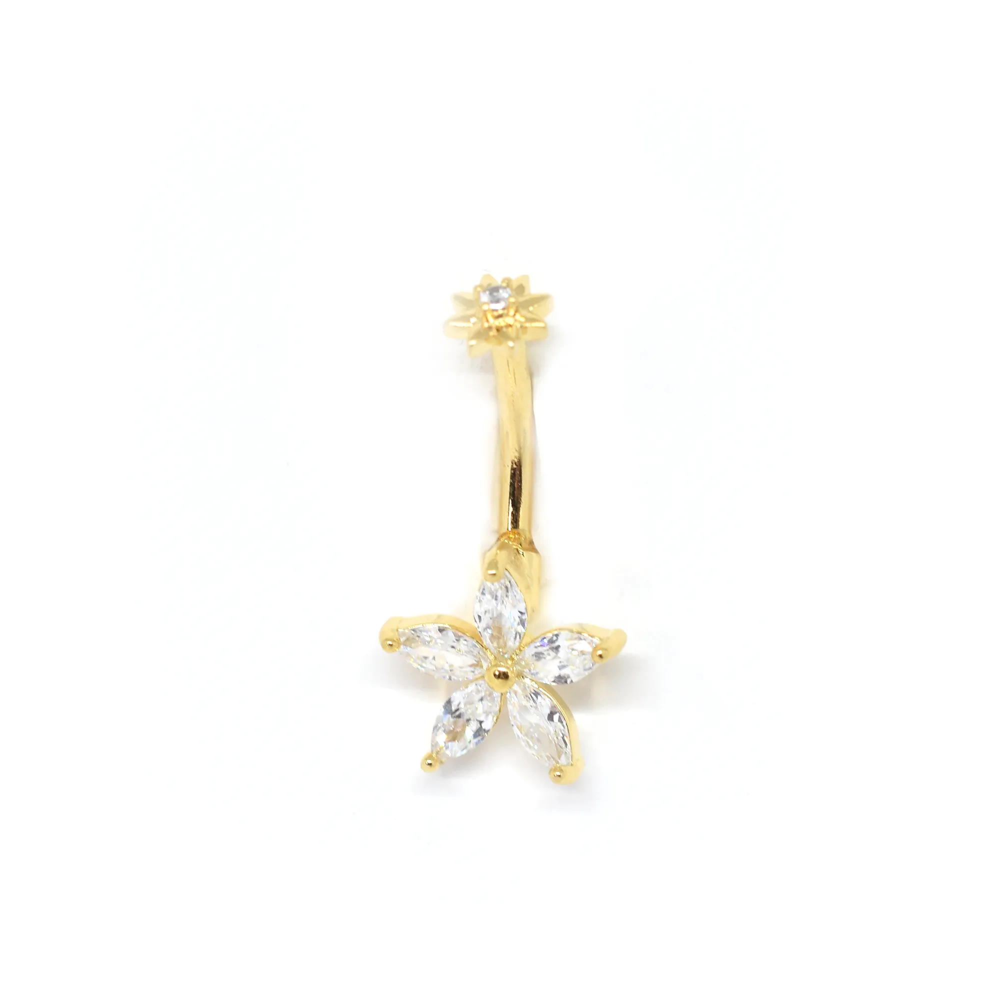 White Flower Belly Ring