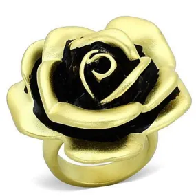 WildKlass Brass Flower Ring Matte Gold Women Epoxy Jet