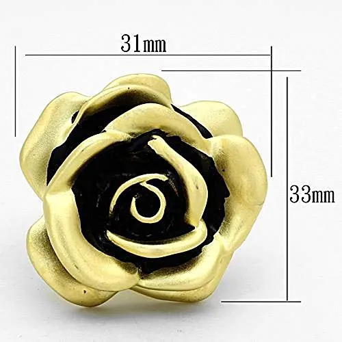 WildKlass Brass Flower Ring Matte Gold Women Epoxy Jet