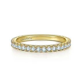 Yellow Gold Blue Topaz Stackable Birthstone Ring