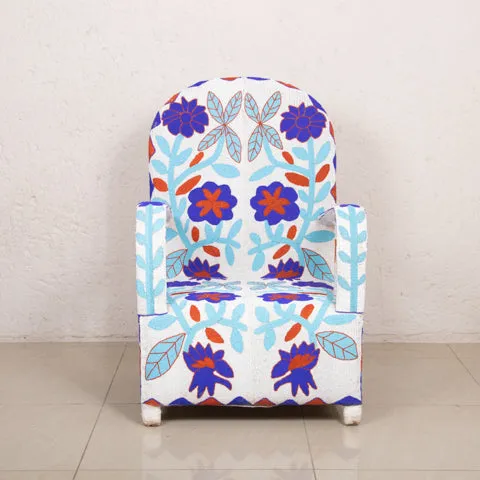 Yoruba Beaded Arm Chair Set of 2 | Blue Flowers